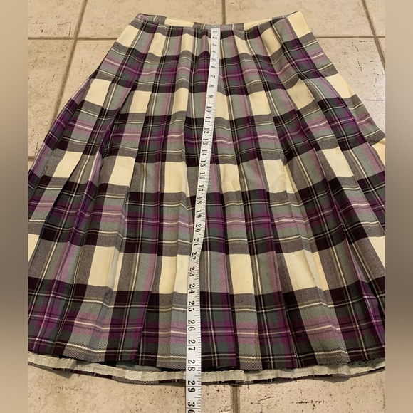 Vintage 70s Aljean of Canada Pure Virgin Wool Plaid Pleated Midi Skirt Size 10 - Picture 4 of 6